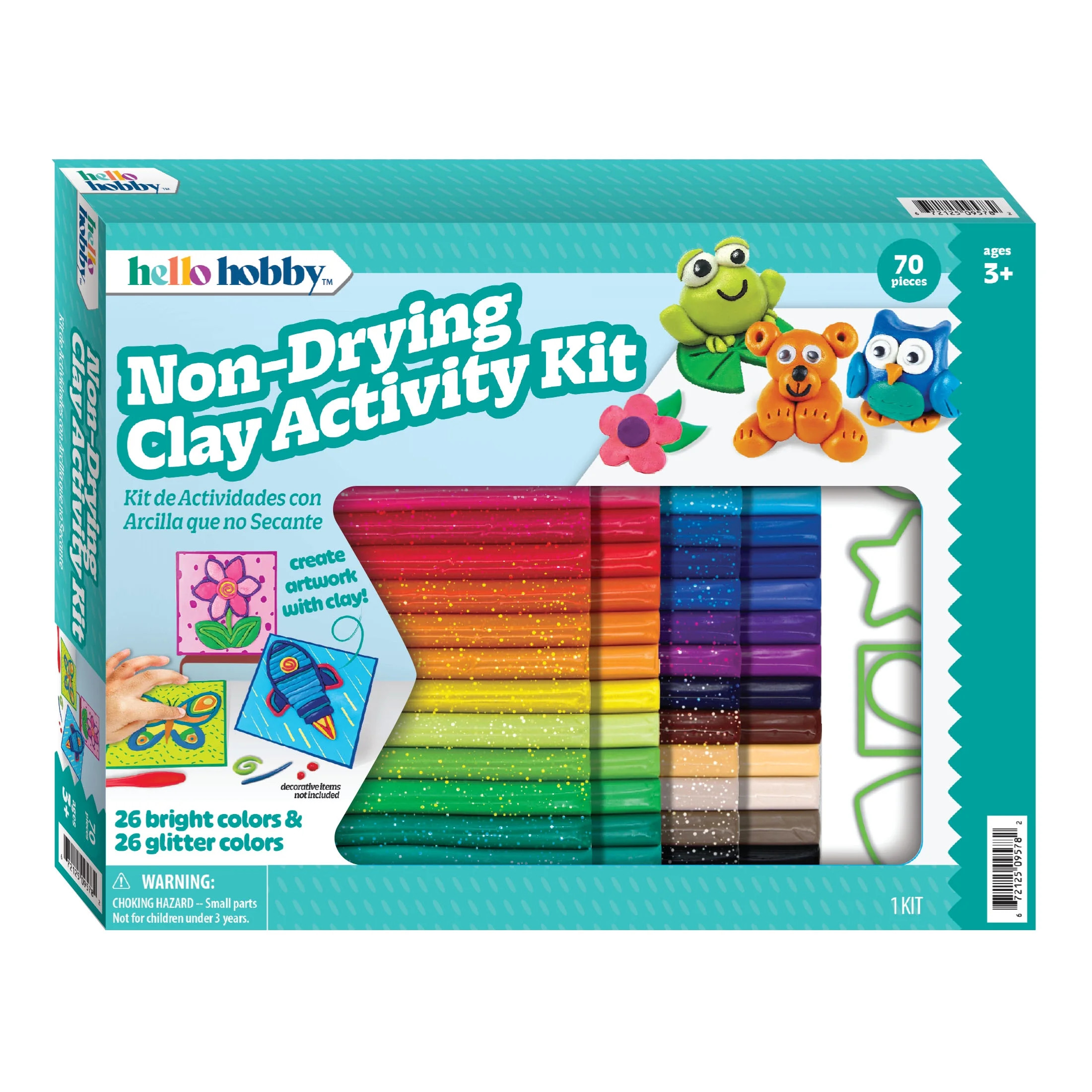 Hello Hobby Non-Drying Modeling Clay Kit - Arts and Crafts Kit for Kids with 70 Pieces and Guided... | Walmart (US)