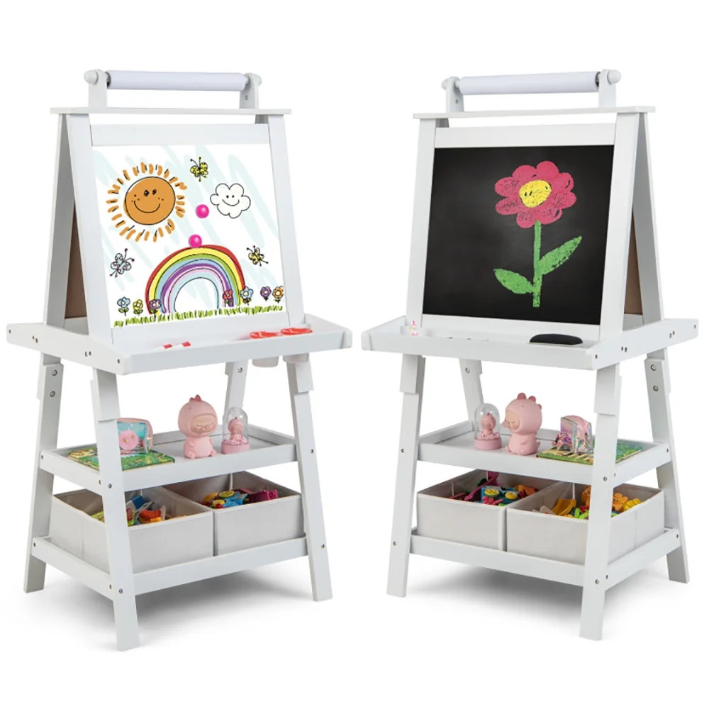 Barara King Kid's Art Easel, Drawing Easel,3-in-1 Double-Sided Storage Art Easel-White | Walmart (US)