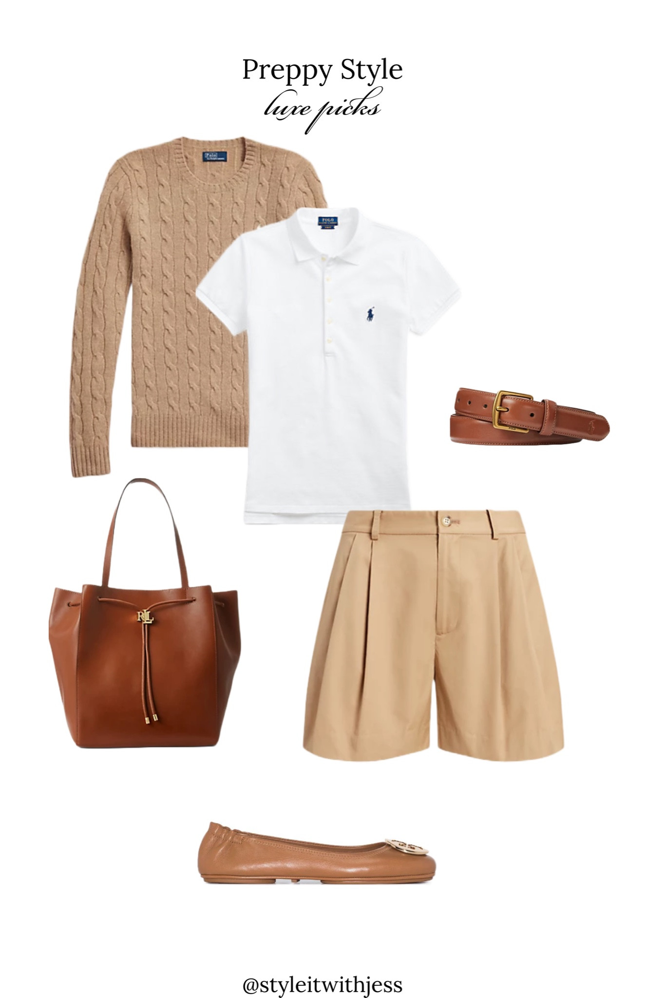 Preppy Style outfit inspo and favorites 🤍

Ralph Lauren Cable-Knit Wool-Cashmere Jumper, Ralph Lauren Slim Fit Stretch Polo Shirt, Reversible Pebbled Leather Belt, Leather Medium Andie Drawstring Tote Bag, Pleated Cotton Twill Short, Tory Burch Minnie Travel leather ballerina shoes

#LTKstyletip #LTKtravel #LTKover40