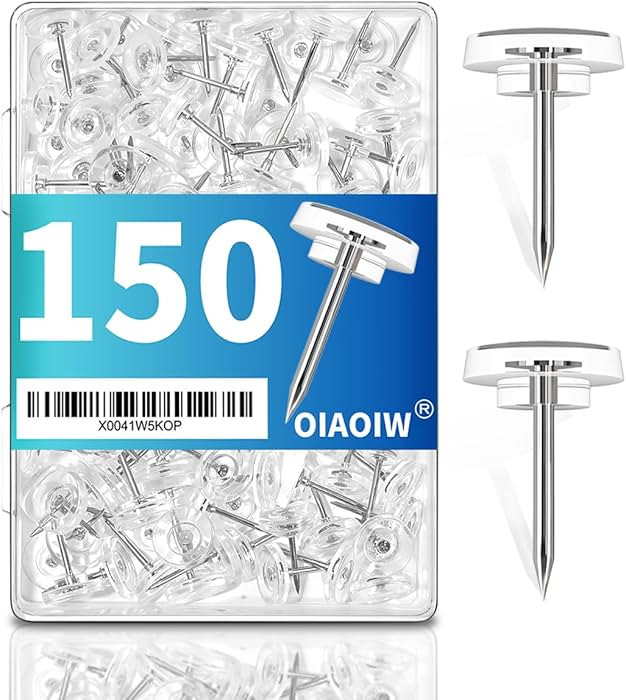 150 PCS Push Pins Tacks for Wall Displays and Bulletin Boards, Clear, Heavy Duty Plastic Head, Co... | Amazon (US)