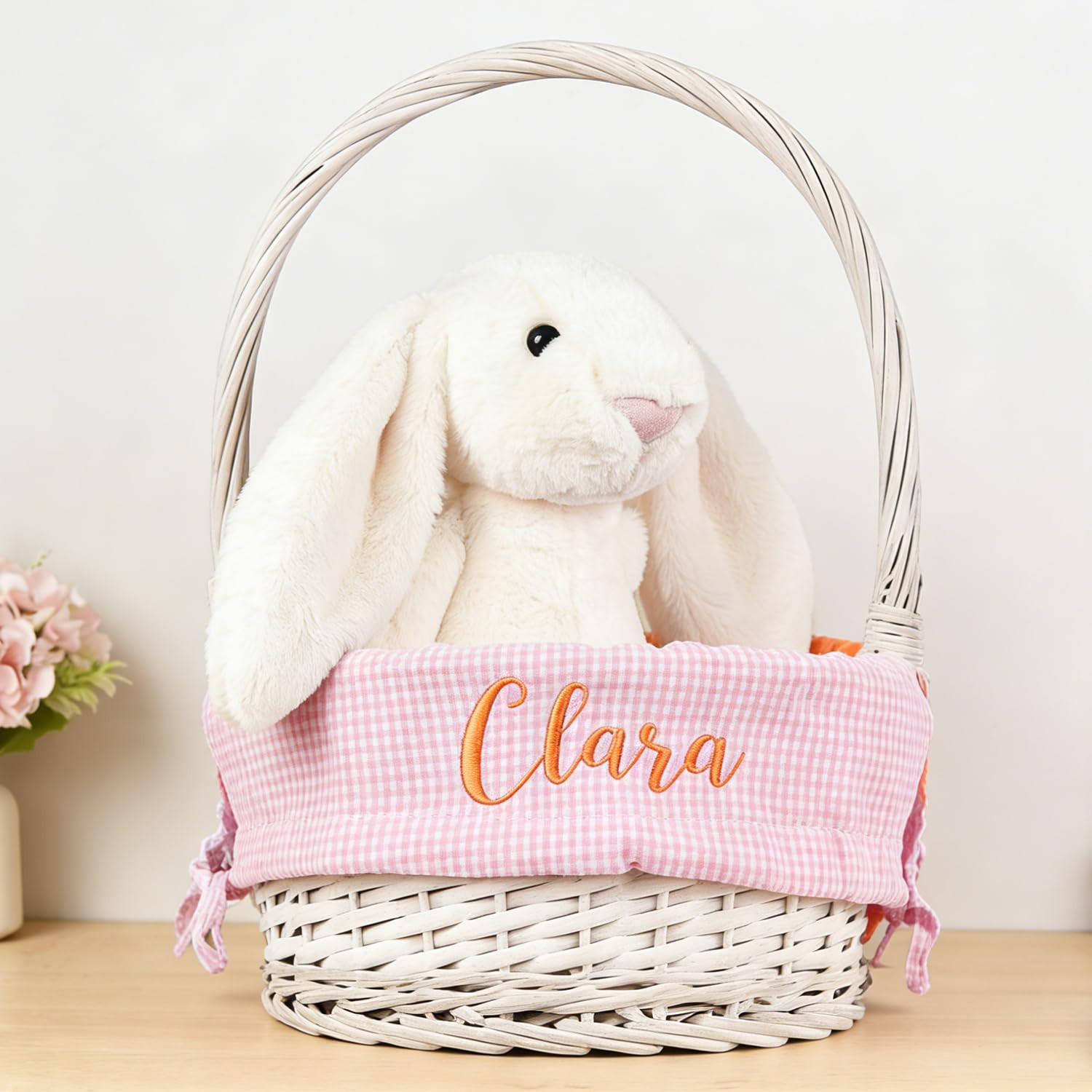 CFuniq® Personalized Seersucker Easter Basket Liner, Custom Embroidered Name, Soft Breathable Se... | Amazon (US)