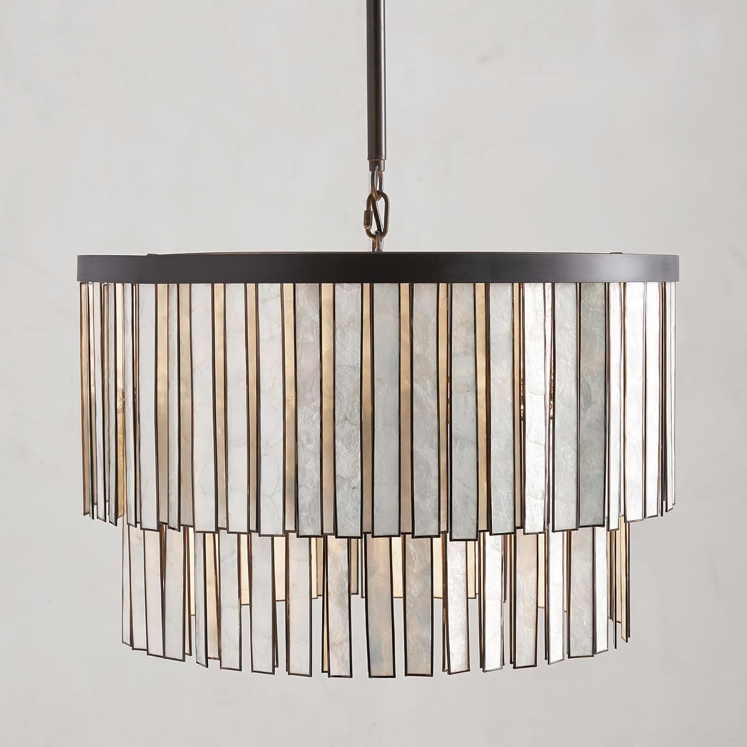 Capiz Round Chandelier Industrial Style Chandelier Over Kitchen Island, Living Room, Bedroom Ceil... | Amazon (US)