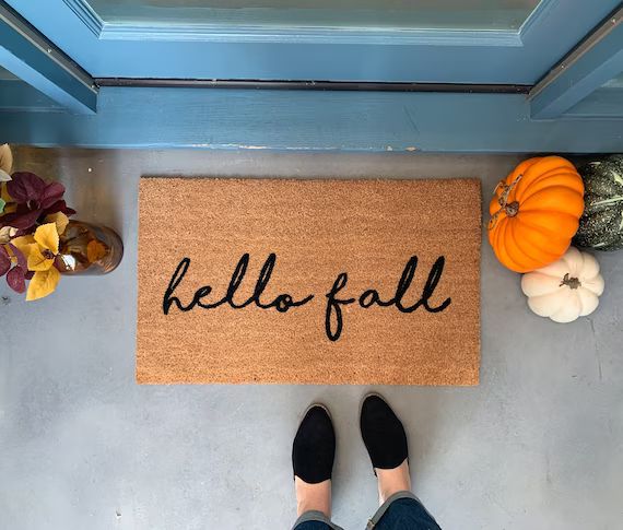 Hello Fall Doormat / Hey Pumpkin / Front Porch Decor / - Etsy | Etsy (US)