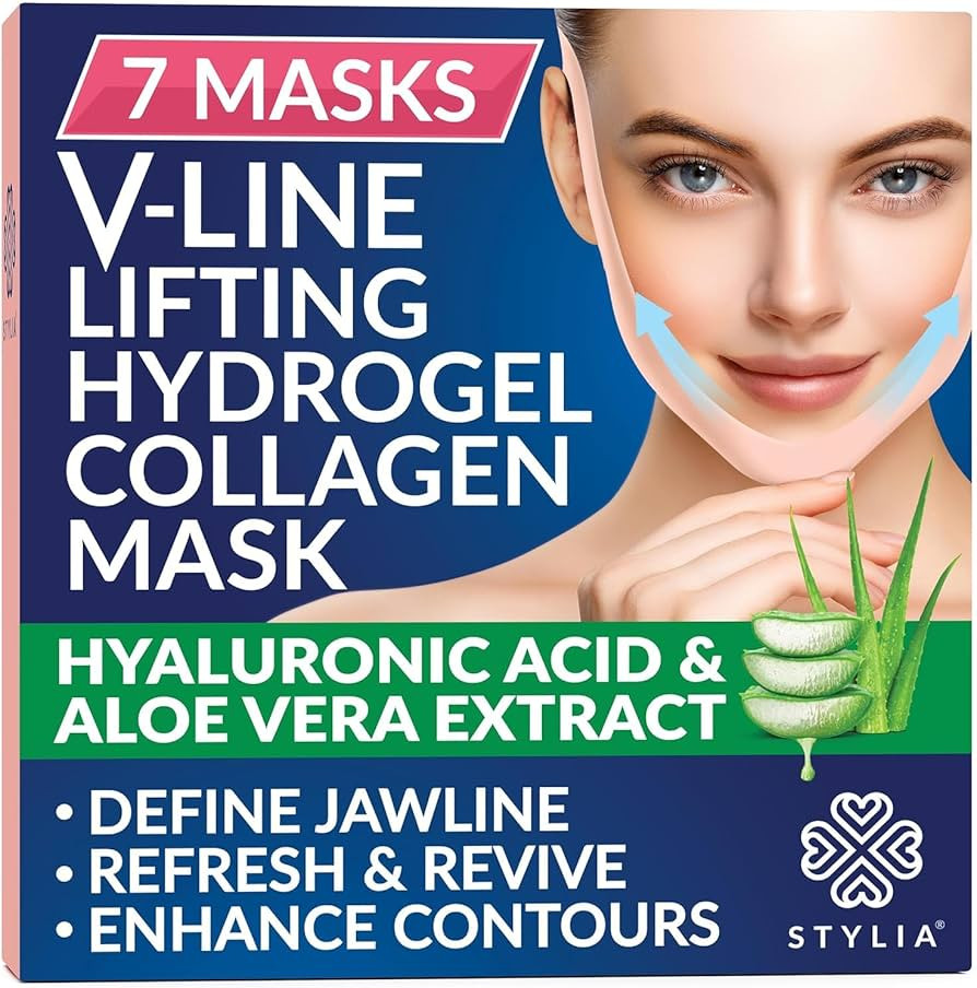 Stylia V-Line Lifting Collagen Face Mask with Hyaluronic Acid & Aloe Vera - Spa Quality Chin Stra... | Amazon (US)