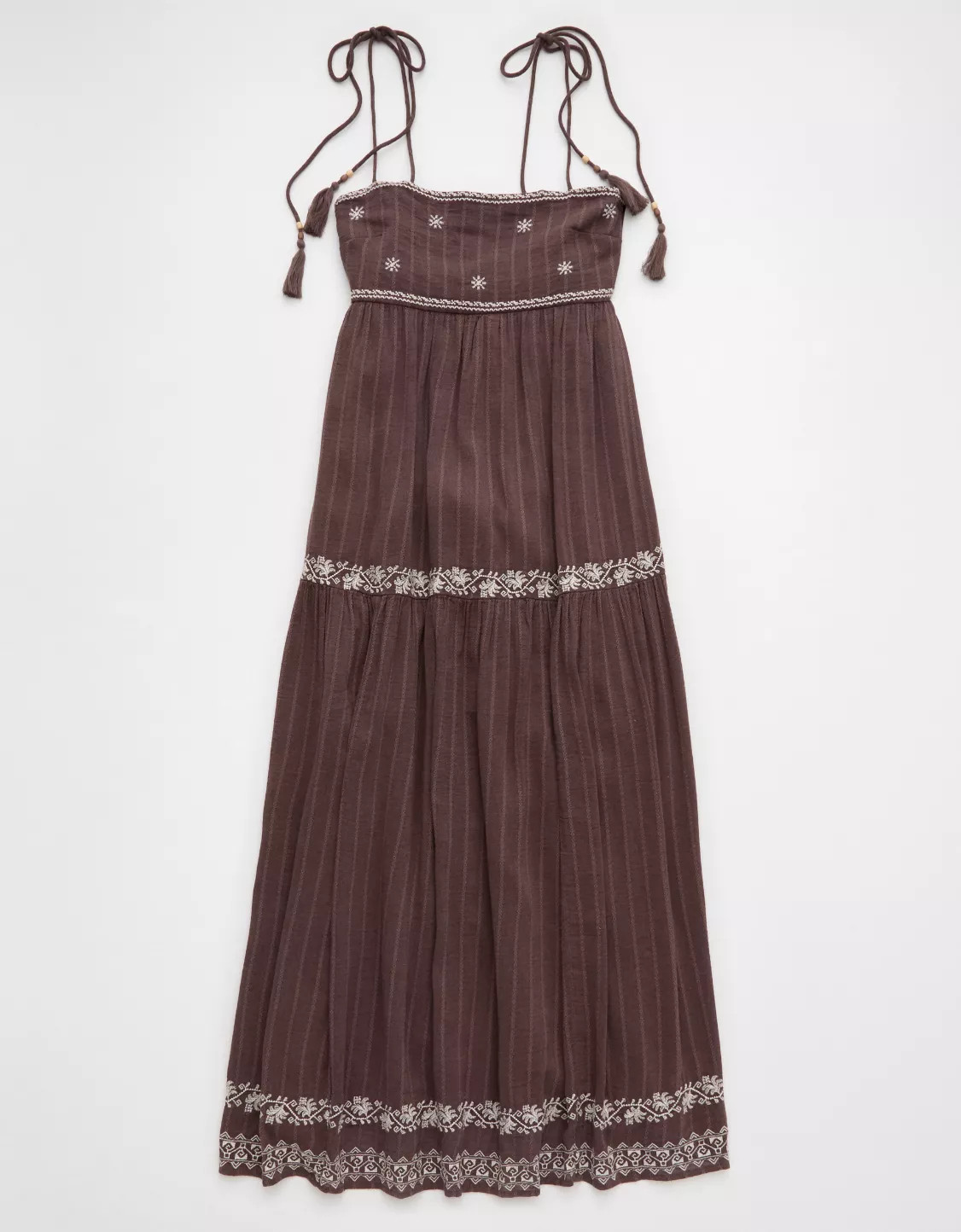 AE Empire Waist Embroidered Midi Dress | American Eagle Outfitters (US & CA)