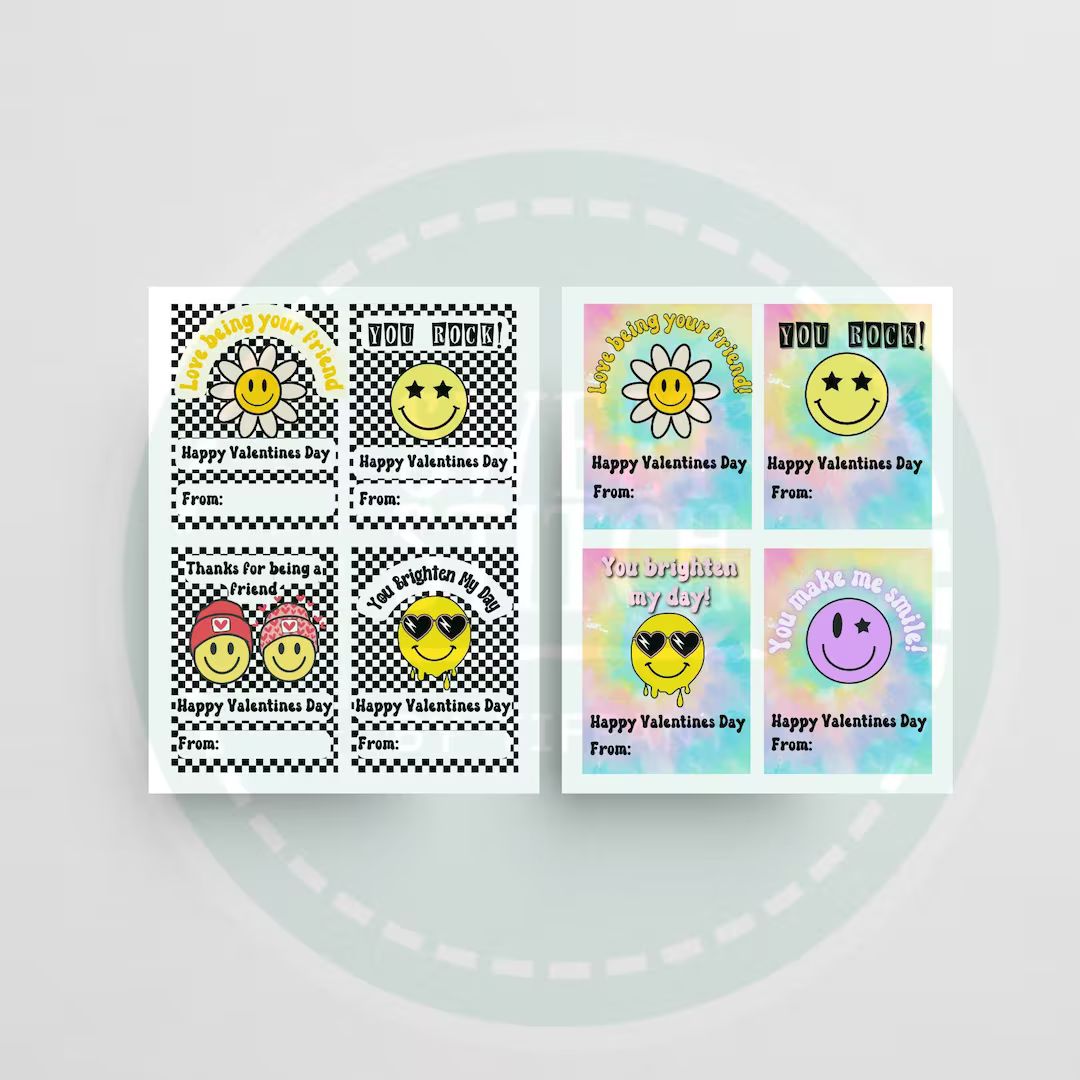 Printable Smiley Face Valentines Day Cards Kids Valentines - Etsy | Etsy (US)