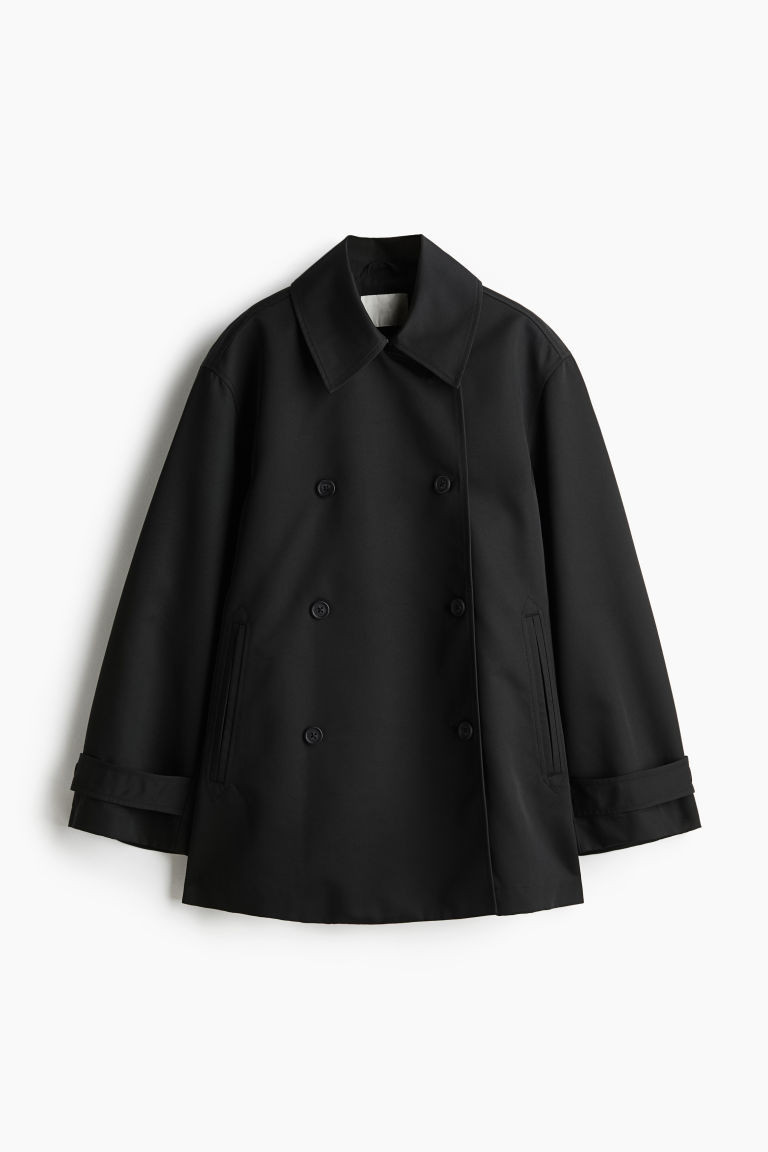 H & M - Short trench coat - Black | H&M (UK, MY, IN, SG, PH, TW, HK)