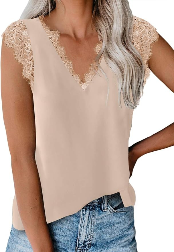 lime flare Women Sexy Lace Trim Cap Sleeves Camisole Dressy Tank Tops | Amazon (US)
