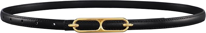 Womens Designer Belt for Jeans Dress, Ladies Fashion Skinny Belt with Gold Buckle | Amazon (US)