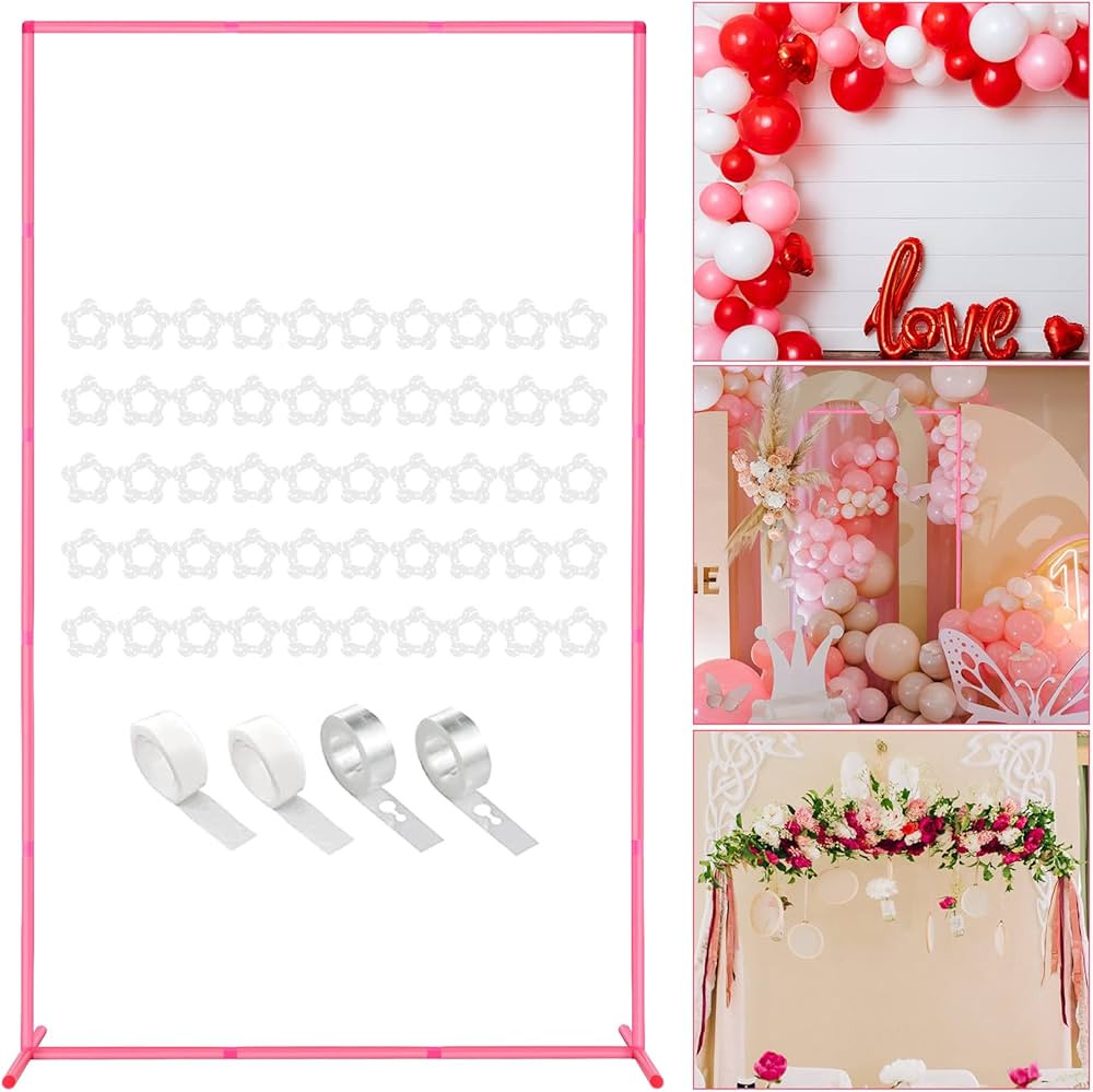 Pllieay Pink Balloon Arch Kit, 6.4 Feet Tall Balloon Arch Stand Pink Balloon Garland Stand with ... | Amazon (US)