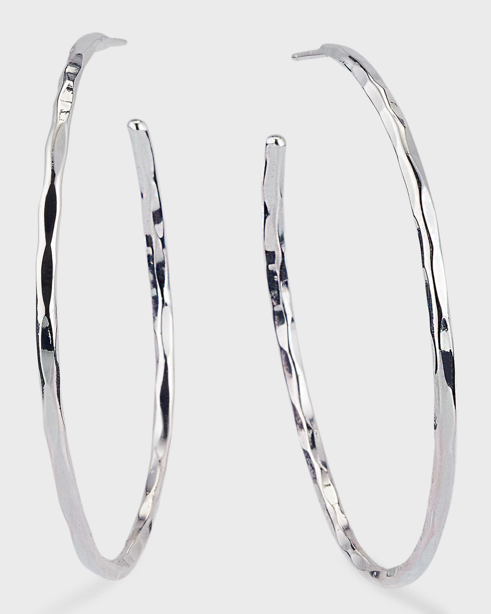 Silver Thin Hammered Earrings | Neiman Marcus