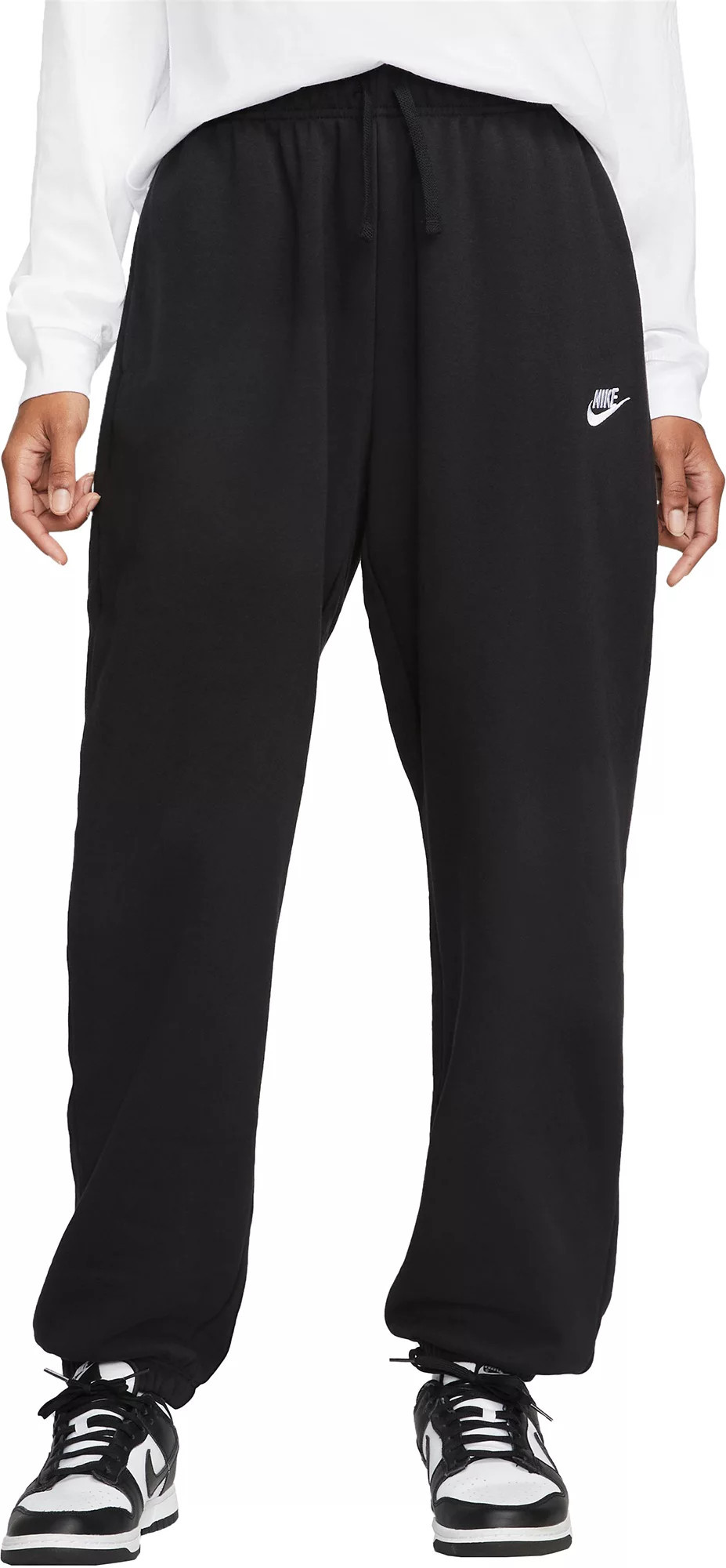 Nike Women's Sportswear Club Fleece Mid-Rise Oversized Sweatpants, XS, Black | DICK'S Sporting Goods