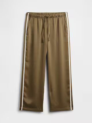 Relaxed Straight-Leg Stripe Satin Pants | Gap Factory