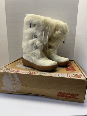Oscar Sport Norma White Fur Apres Ski Winter Boots Womens US 7.5 Made In Italy | eBay US