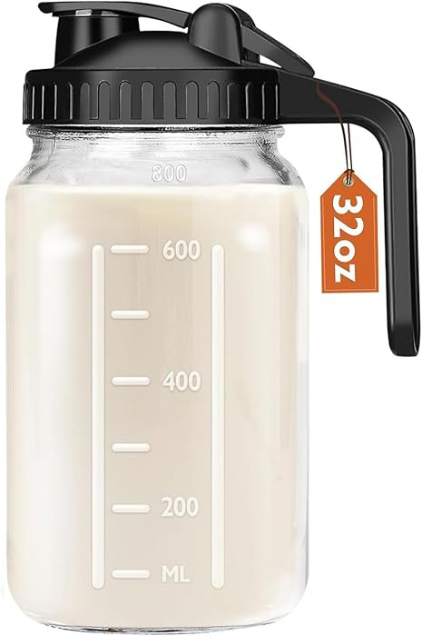 Breast Milk Pitcher, 32 OZ Mason Jar Pitcher with Lid Double Leak Proof,1 Quart Breastmilk Storag... | Amazon (US)