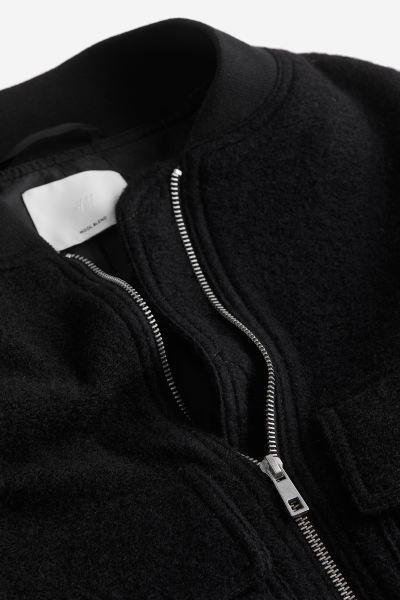 Wool-blend bomber jacket - Black - Ladies | H&M GB | H&M (UK, MY, IN, SG, PH, TW, HK)