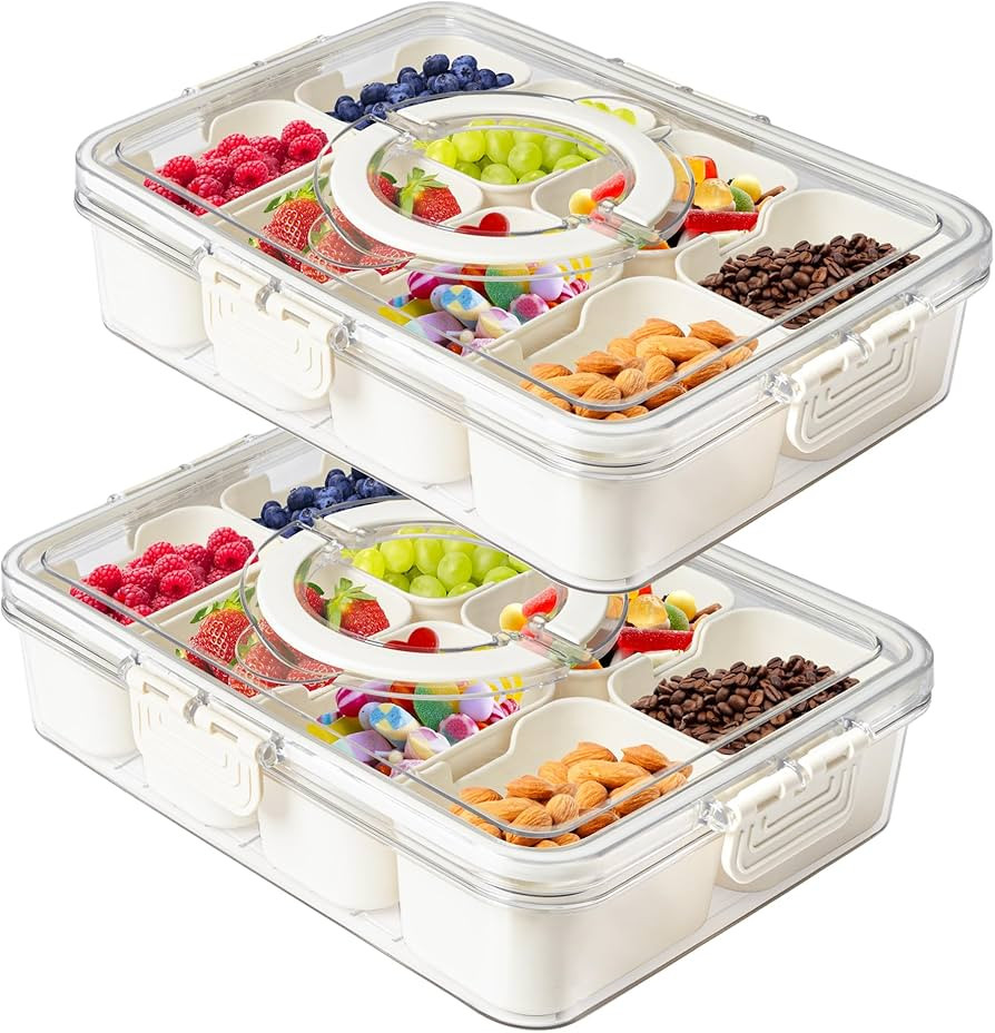 MineSign 2Pack Snackle Box with Handle for Food Serving Tray Snack Platter with Lids Stackable Fr... | Amazon (US)