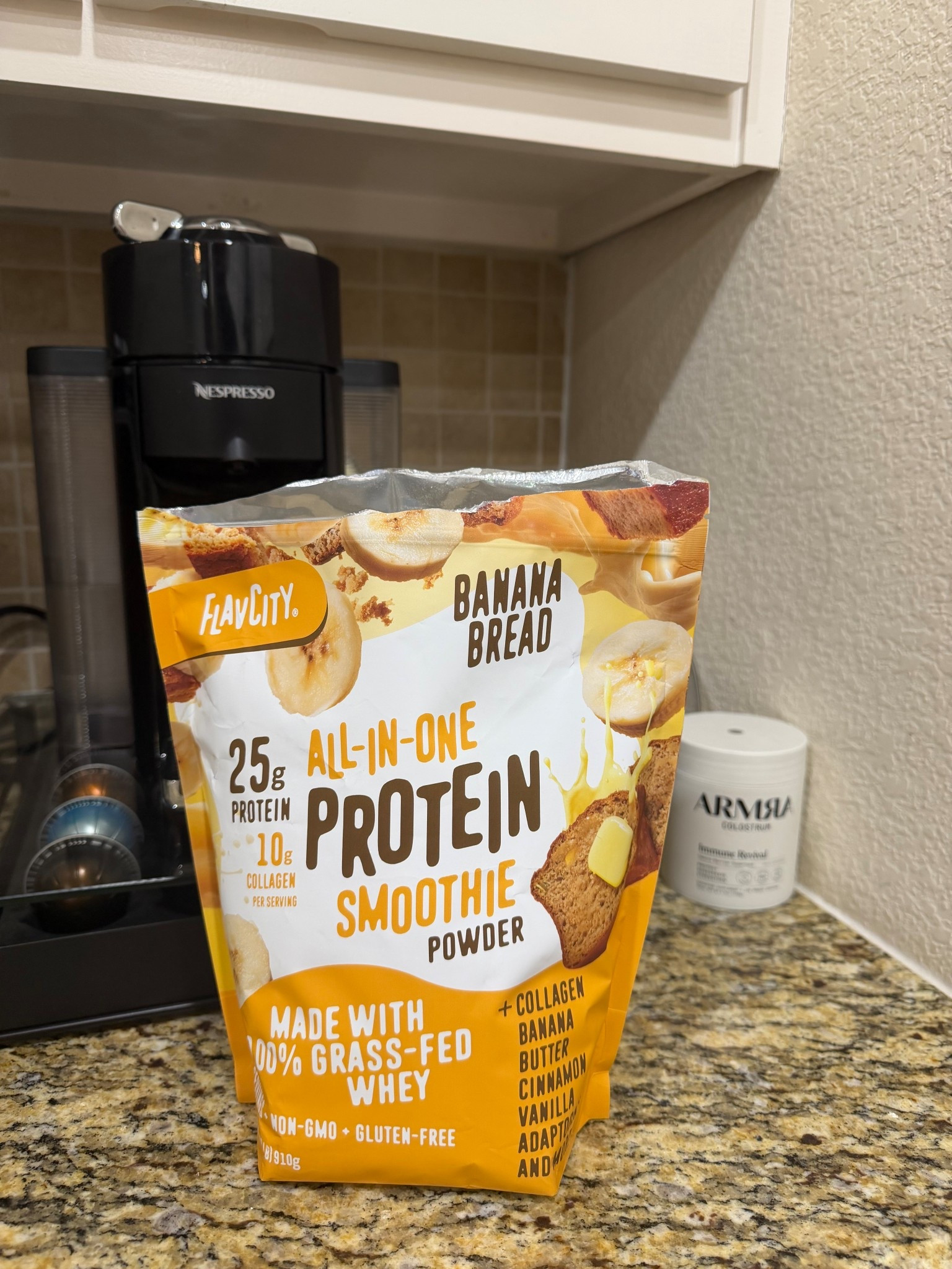 I mix this with milk and add two shots of espresso for a "banana bread latte" so good!