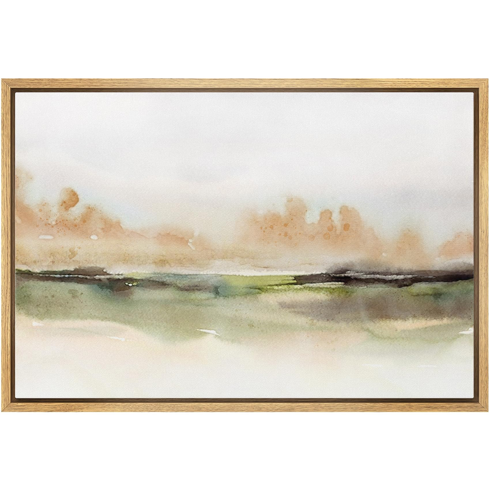 wall26 Framed Canvas Print Wall Art Brown and Green Watercolor Landscape Abstract Shapes Illustra... | Amazon (US)