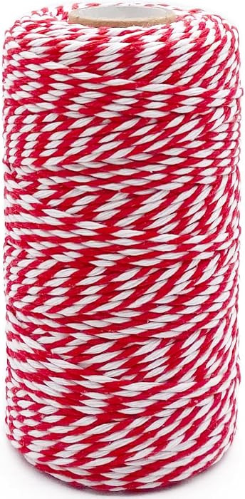 Cotton Twine Red and White Baker String 2mm Thick 328 Feet Christmas Twine for Gift Wrapping DIY ... | Amazon (US)