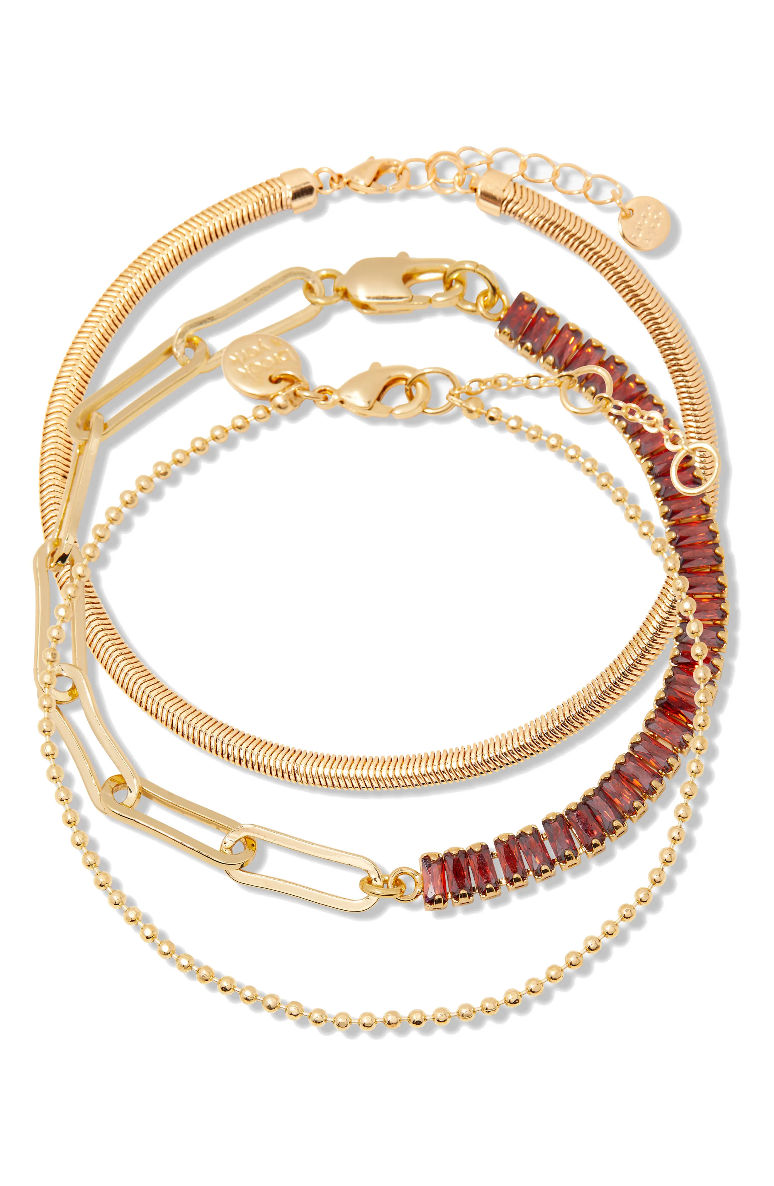 Brook and York Priya Birthstone Tennis Bracelet Set in Gold April at Nordstrom | Nordstrom