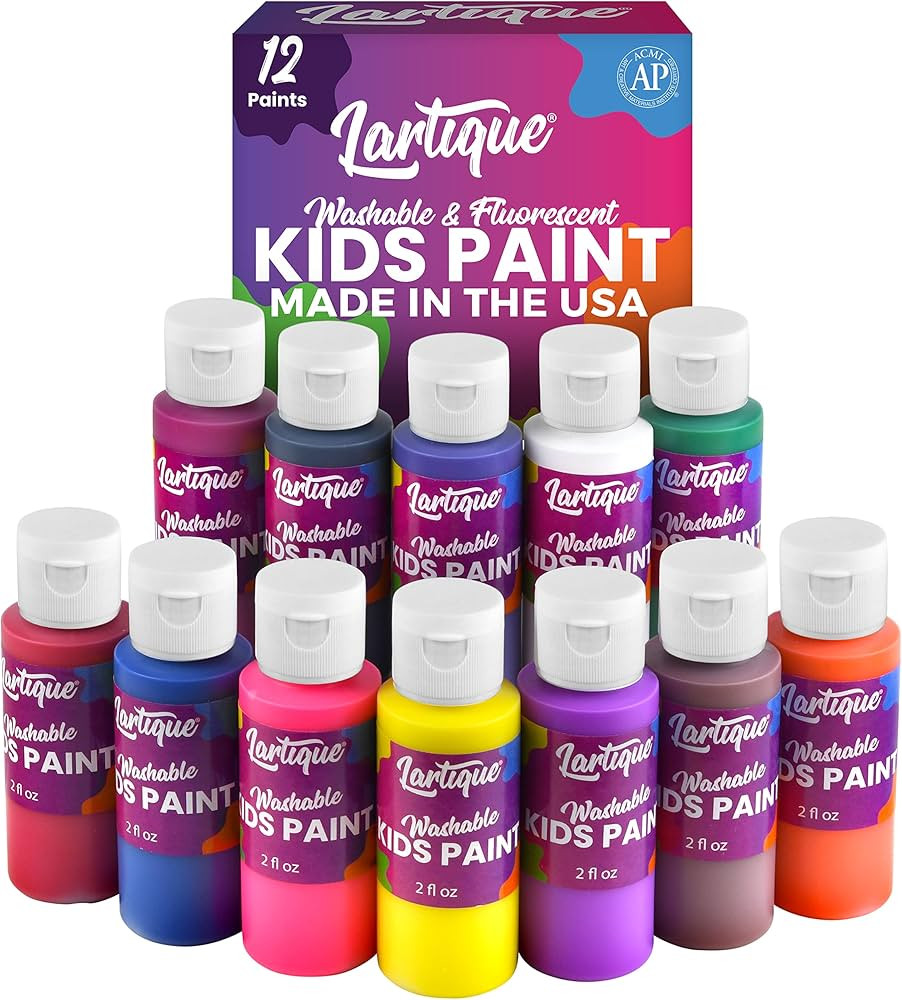 Washable Paint for Kids - 12 Colors Finger Paint, Regular and Fluorescent Kids Paint Set, Safe No... | Amazon (US)