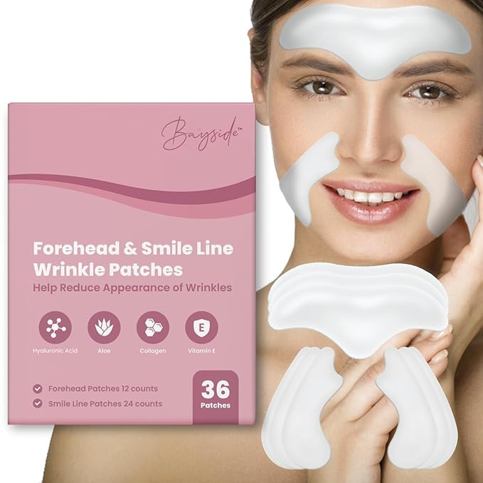 Forehead Wrinkle Patches and Smile Line Patches Set | Hyaluronic Acid Aloe Collagen Vitamin E | O... | Amazon (US)
