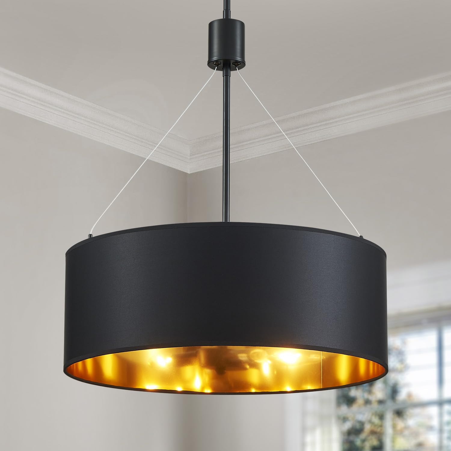 AGV LIGHTING CH018B Modern Pendant Light Fixture, Perfect Drum Chandeliers for Living Space, E12 ... | Amazon (US)