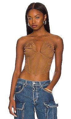 superdown Tatyana Corset Top in Brown from Revolve.com | Revolve Clothing (Global)