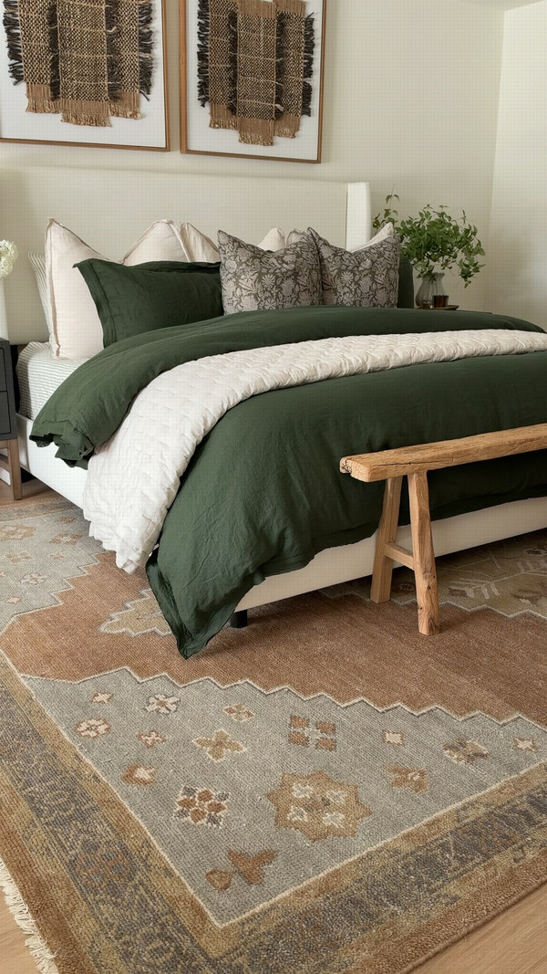 This might be one of my favorite green bedding combinations yet!