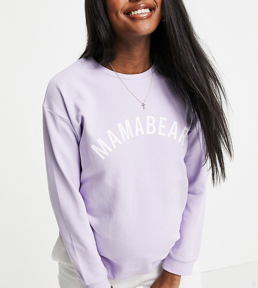 ASOS DESIGN Maternity mama bear sweatshirt in lilac-Purple | ASOS (Global)