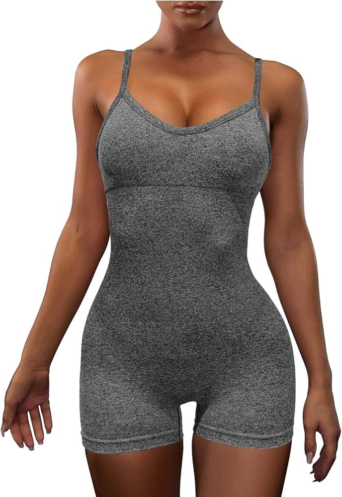 OLCHEE Women's Sexy 2 Piece Workout Outfits - Seamless Ribbed Leggings and Square-cut Sports Bra ... | Amazon (US)