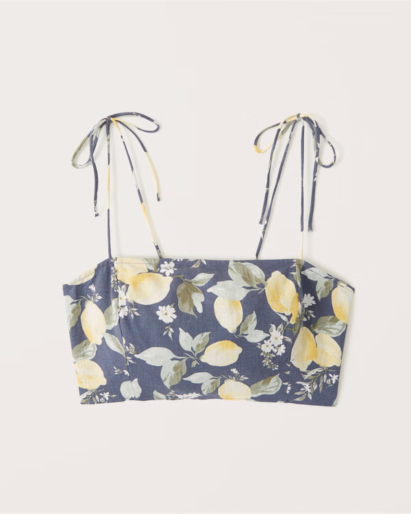 Cropped Cami Linen Blend Top | Abercrombie & Fitch (US)