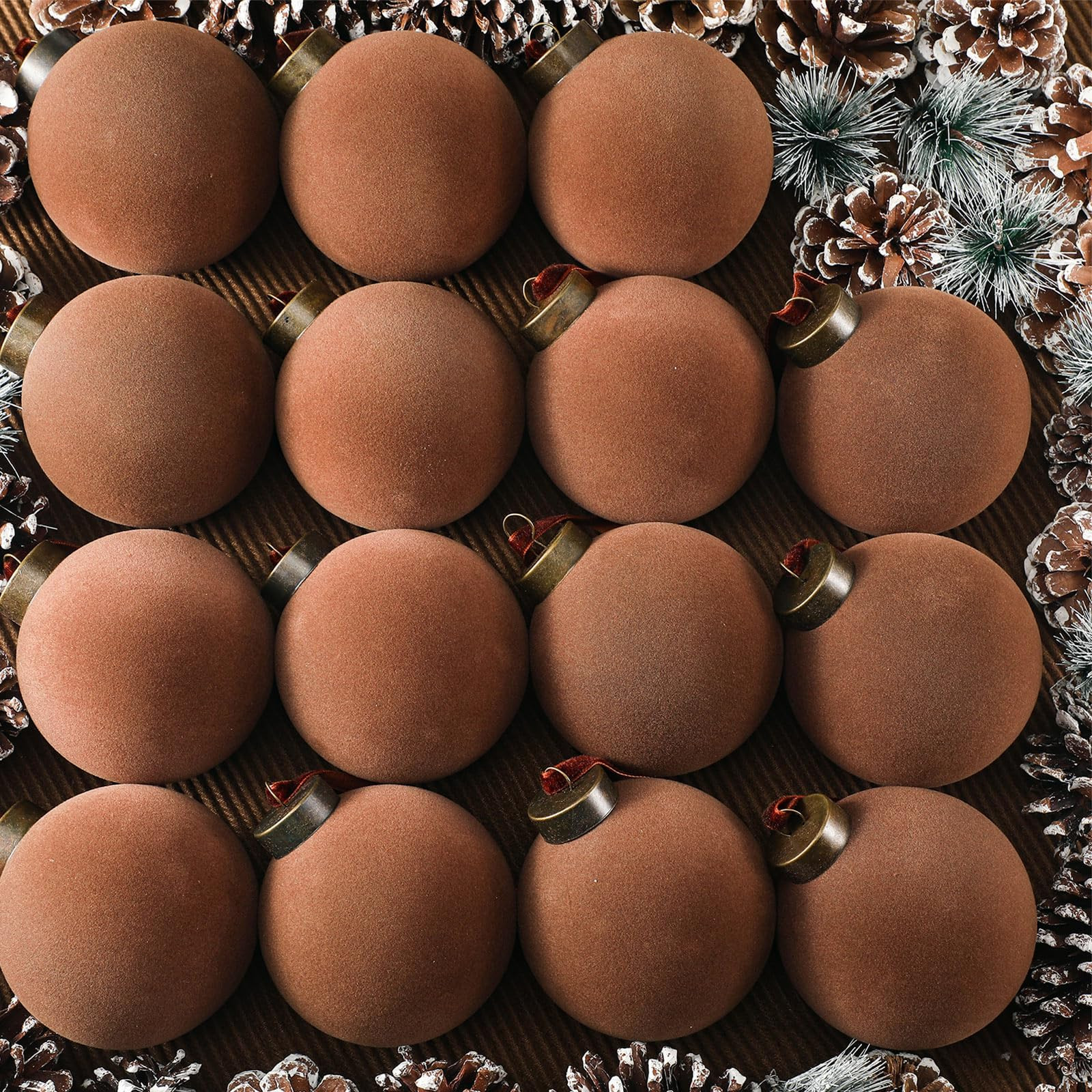 Liliful 15 Pcs Velvet Christmas Balls Bulk Flocked Christmas Tree Ball Ornaments Plastic Xmas Dec... | Amazon (US)