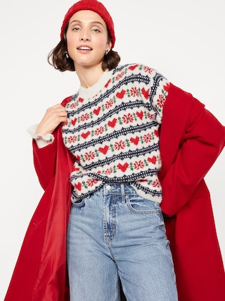 Loose Crew-Neck Wool-Blend Cropped Sweater | Old Navy (US)