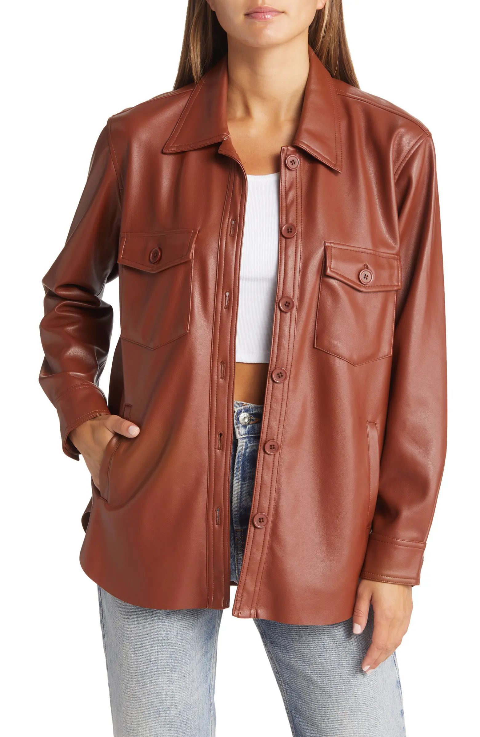 BLANKNYC Faux Leather Shacket | Nordstrom | Nordstrom