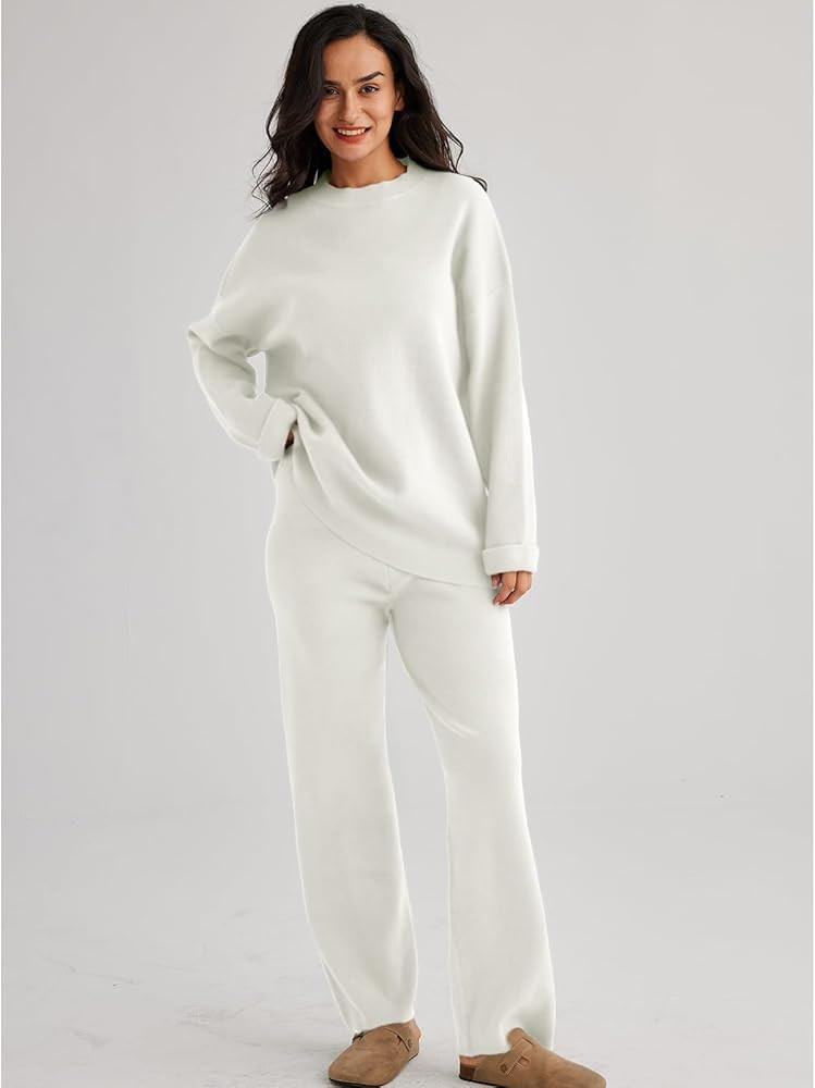 LILLUSORY 2 Piece Outfits for Women 2023 Oversized Fall Lounge Sets Striped Sweaters Cozy Knit Lo... | Amazon (US)