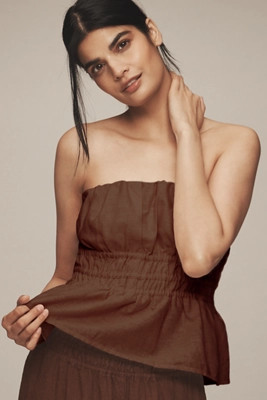 The @heynasreen Somerset Linen Strapless Blouse | Anthropologie (US)