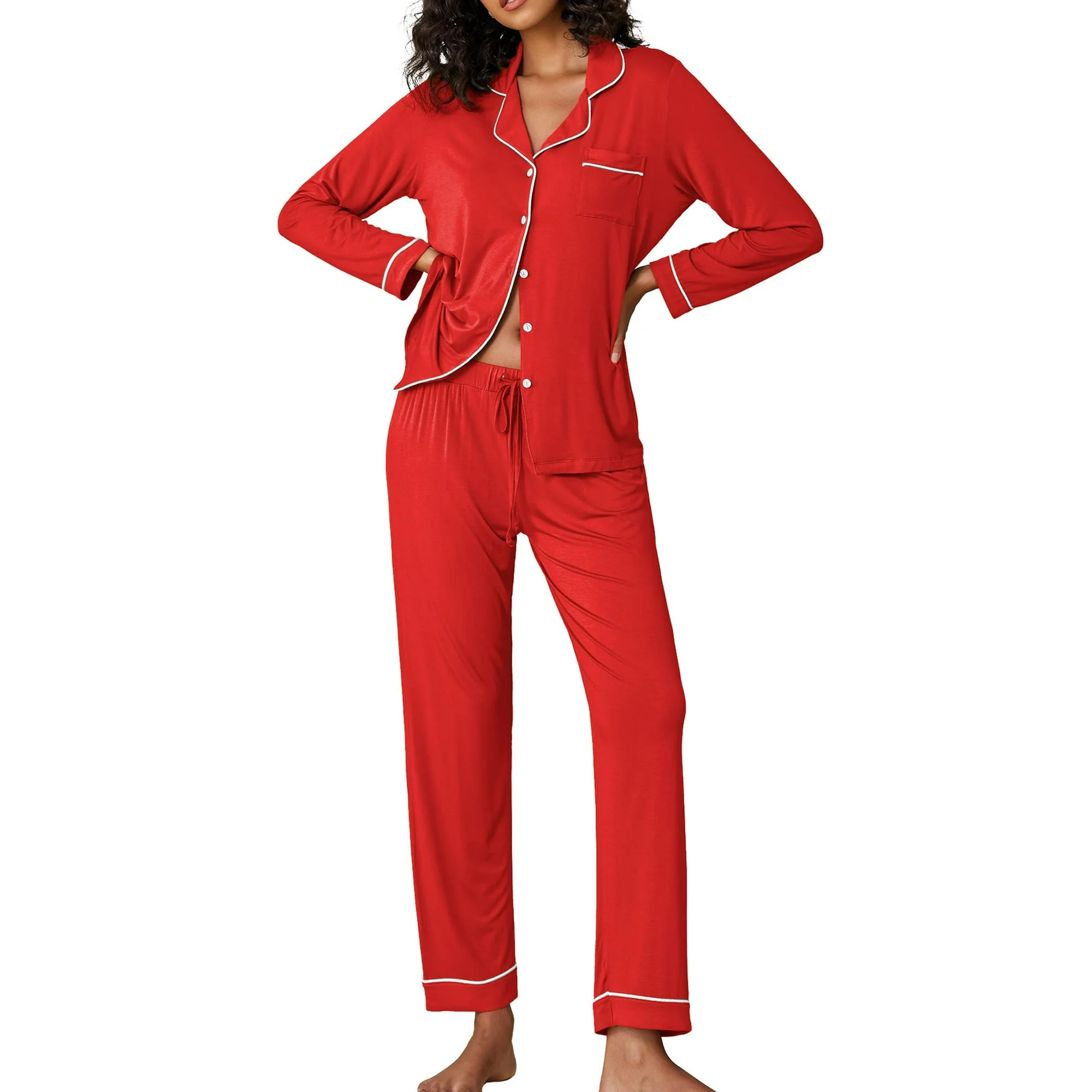 Avidlove Women Pajama Set Long Sleeve Christmas Pajamas Sets Button Down Pjs 2 Piece Notch Collar... | Walmart (US)