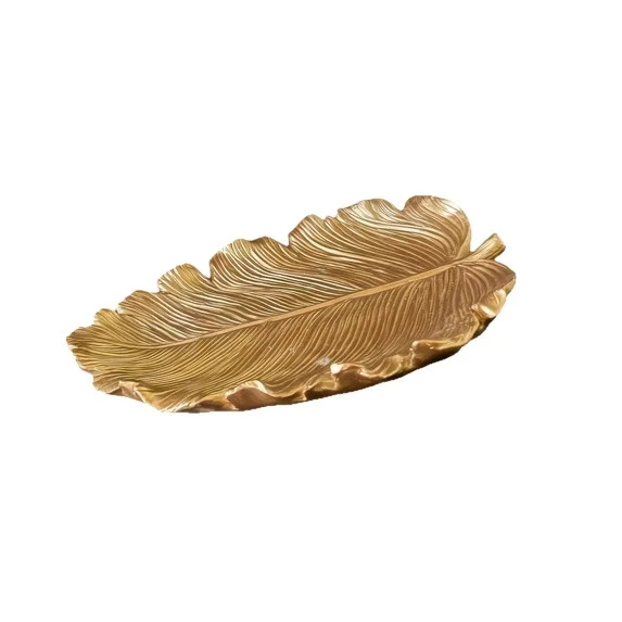 Elegant Golden Leaf Resin Serving Tray Decorative Centerpiece For Dining And Countertop Display | Walmart (US)