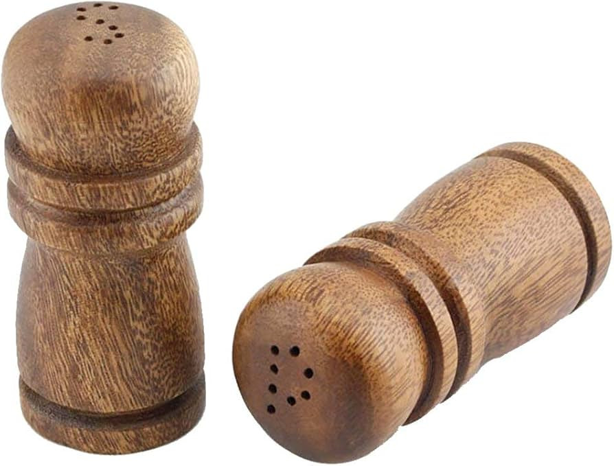 Pacific Merchants Acaciaware Salt and Pepper Set Tied with Raffia, 4-Inch | Amazon (US)