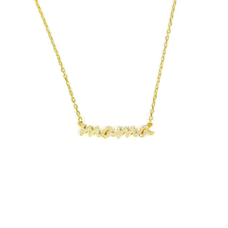 Crystal Script Mama Necklace | The Sis Kiss
