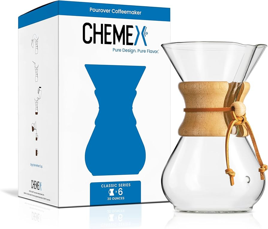Chemex Pour-Over Glass Coffeemaker - Classic Series - 6-Cup - Exclusive Packaging | Amazon (US)