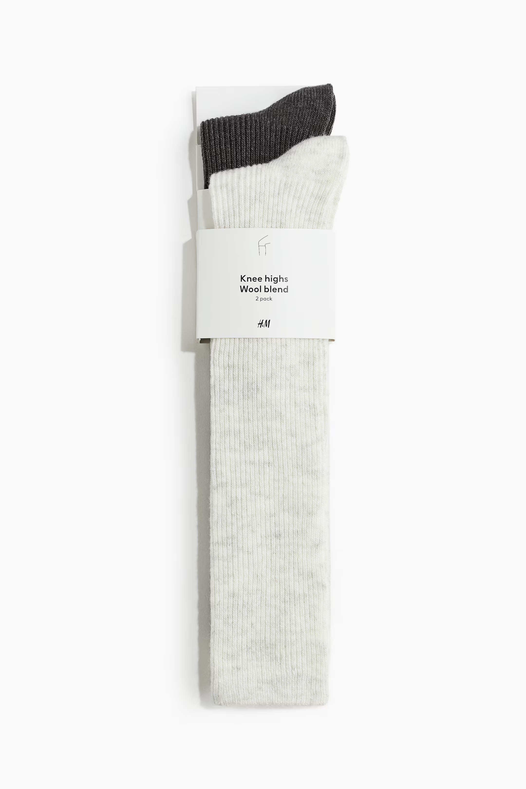 2-pack Knee-High Socks - Light gray/dark gray melange - Ladies | H&M US | H&M (US + CA)