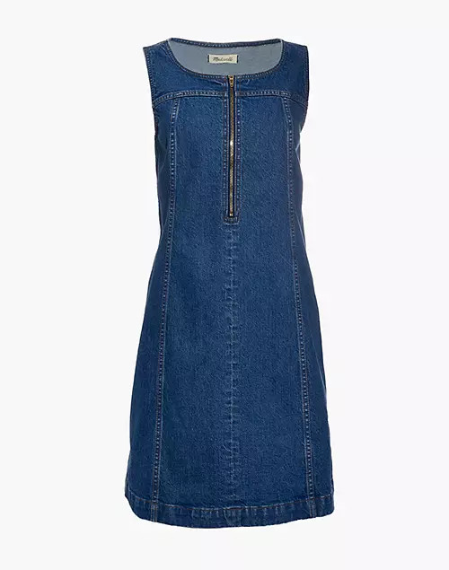 Denim Seamed Zip Mini Dress | Madewell