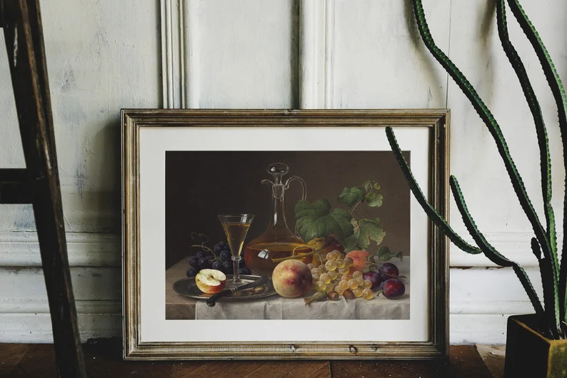 Peaches Still Life Peaches Painting Fruits Vintage Print - Etsy | Etsy (US)