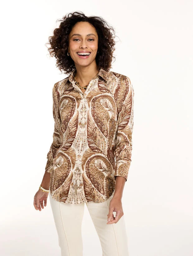 Soft Satin Charmeuse Shirt - Ravishing Paisley | Talbots