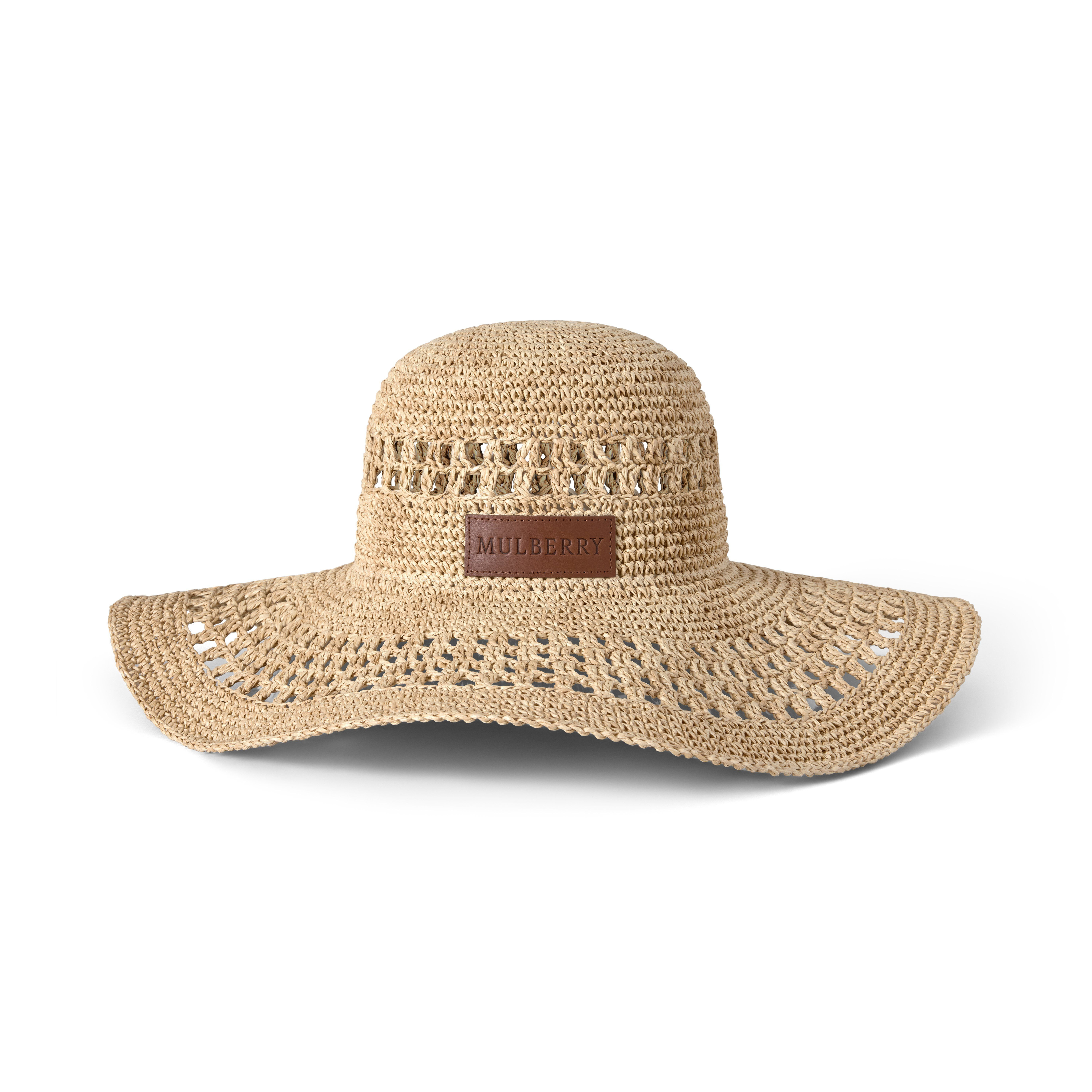 Mulberry Women's Wide Brim Raffia Hat Beige | MULBERRY