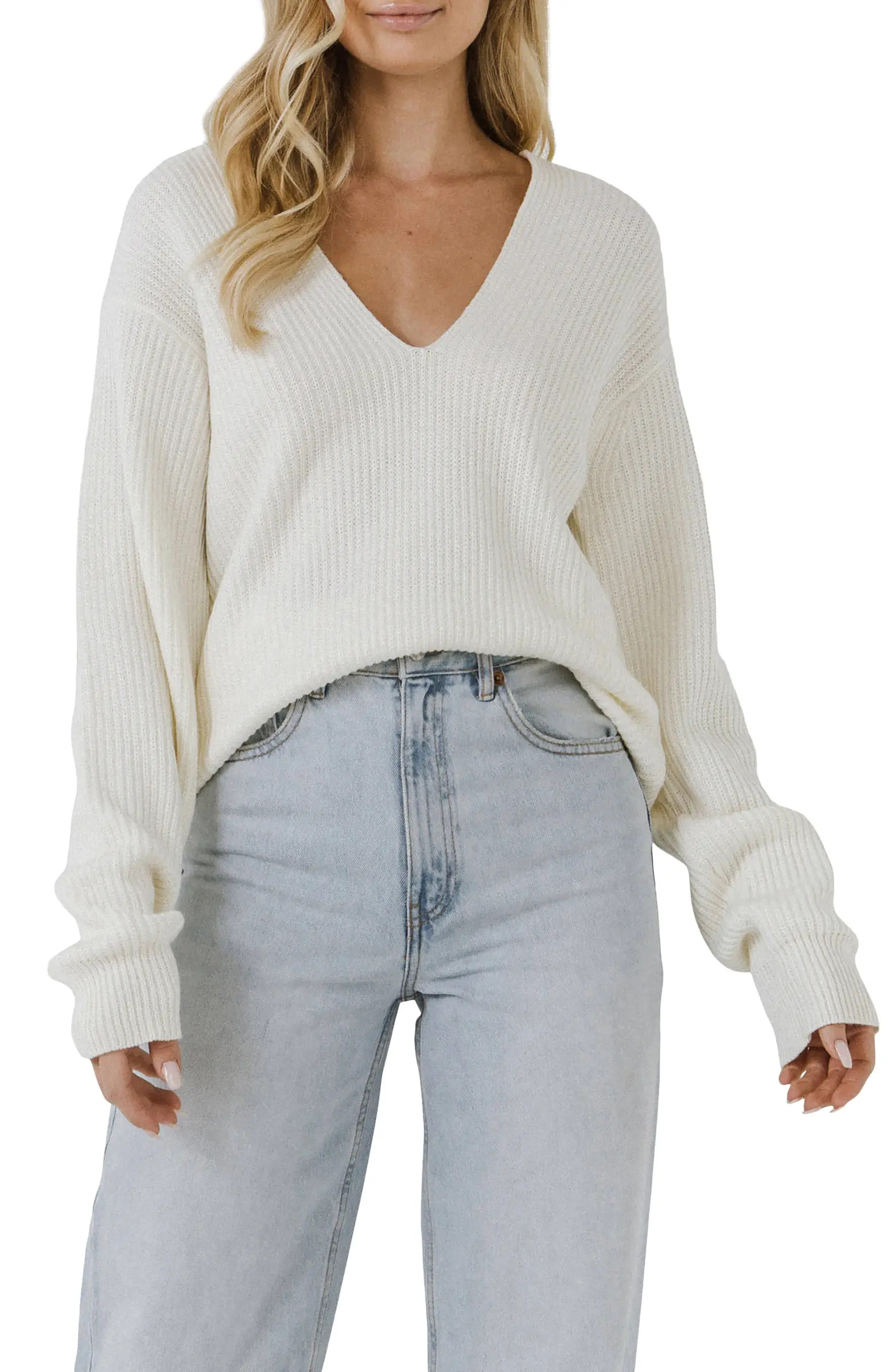 Endless Rose Oversize Deep-V Sweater | Nordstrom