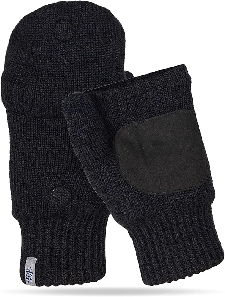 TrailHeads Women’s Fingerless Gloves | Merino Knit Convertible Mittens | Amazon (US)